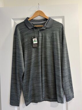 NWT Under Armour Playoff Long-Sleeve Polo Heathered Charcoal Gray Men's Large